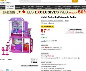 la maison barbie est à pres de 70 euros sur le site de la fnac