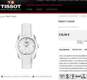 sur la boutique officielle tissot , la twave est à 230 euros