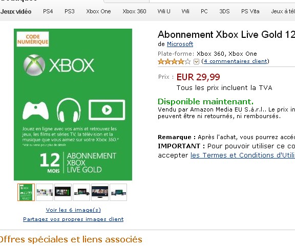 Euros L Abonnement Xbox Live Gold Mois