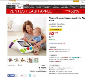 on peut voir sur le site de la fnac , cette tablette apptivity à  52 euros