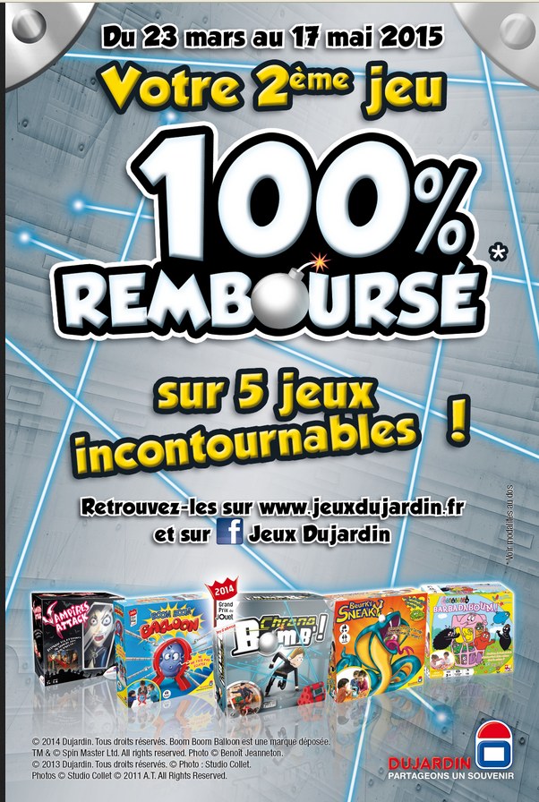 Offre jeux de societés 2 jeux dujardin acheté = 1 remboursé Bons