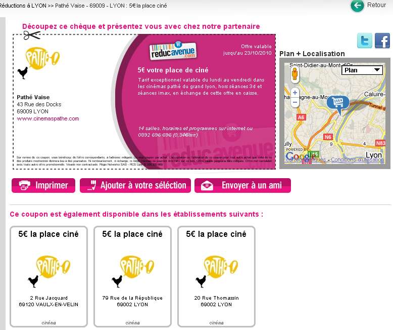 5 euros la place dans les cinema pathé de Lyon