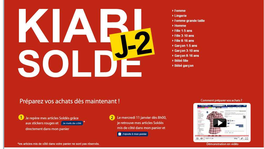 Kiabi voir et preselectionner les articles qui seront soldés à