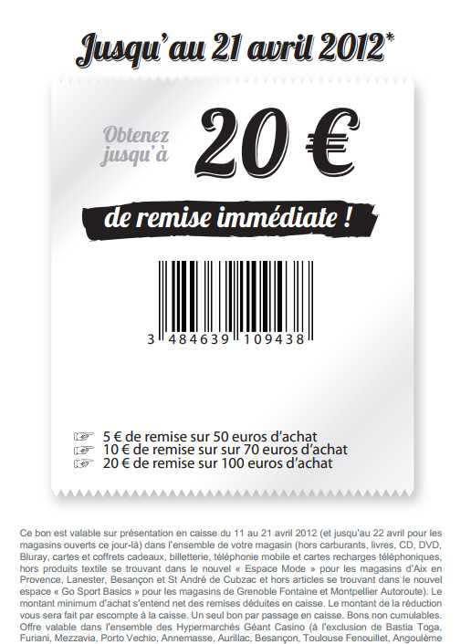 Geant casino bon de reduction valable jusqu'au 21 avril