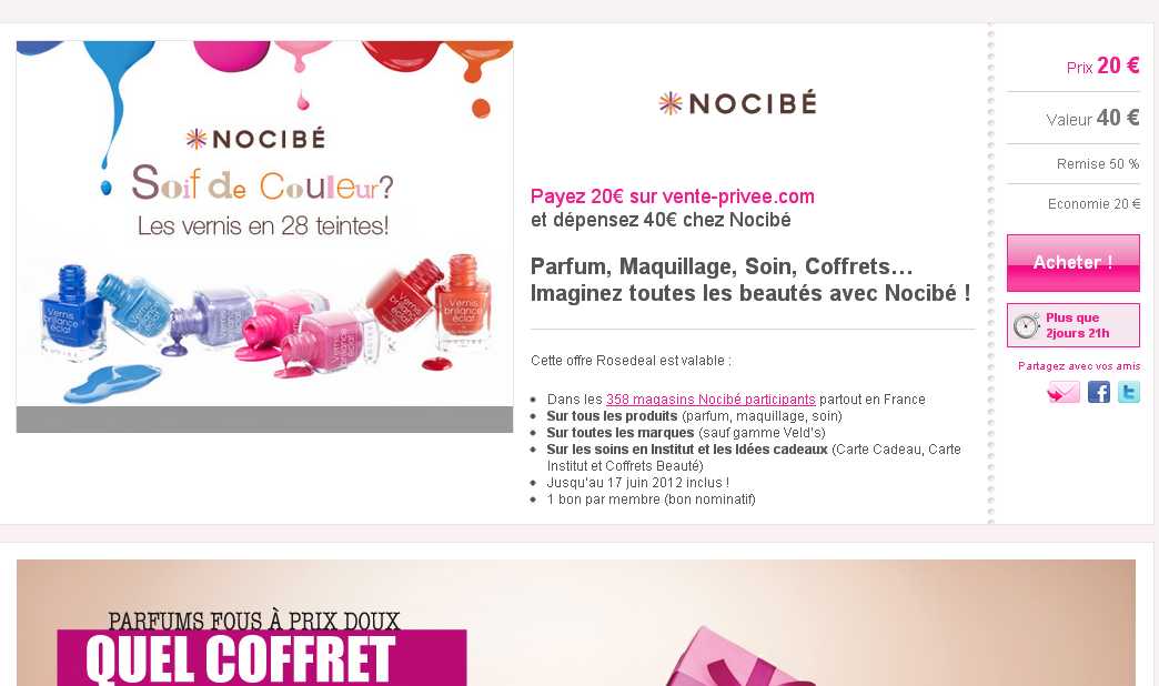 nocibé vente privée