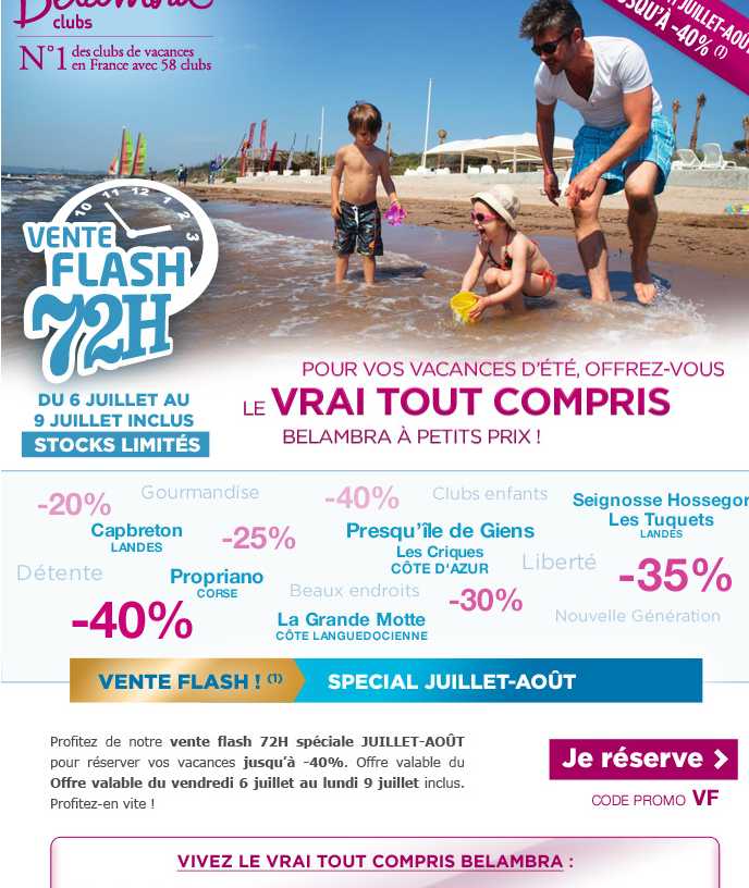 Clubs Vacances Belambra En Vente Flash Jusqu'au 9 Juillet: Jusqu'à 40% ...