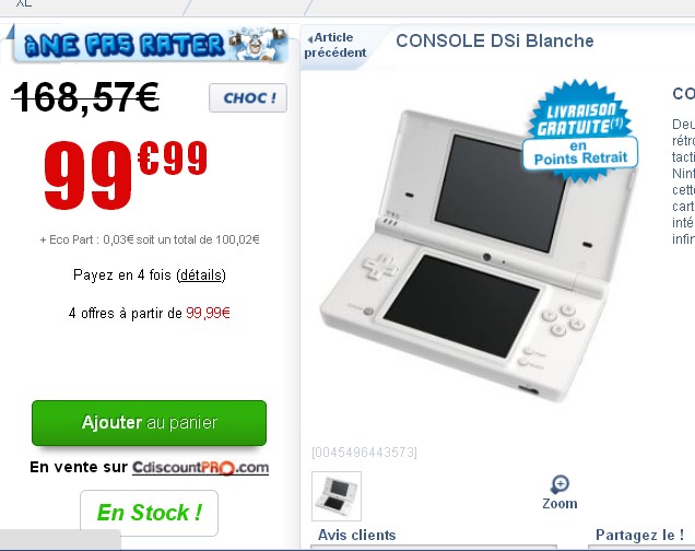 Console de jeux Nintendo dsi à moins de 100 euros