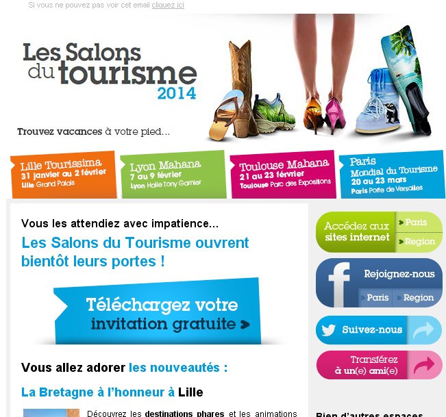 salon du tourisme 2014 de lille lyon toulouse paris invitations gratuites