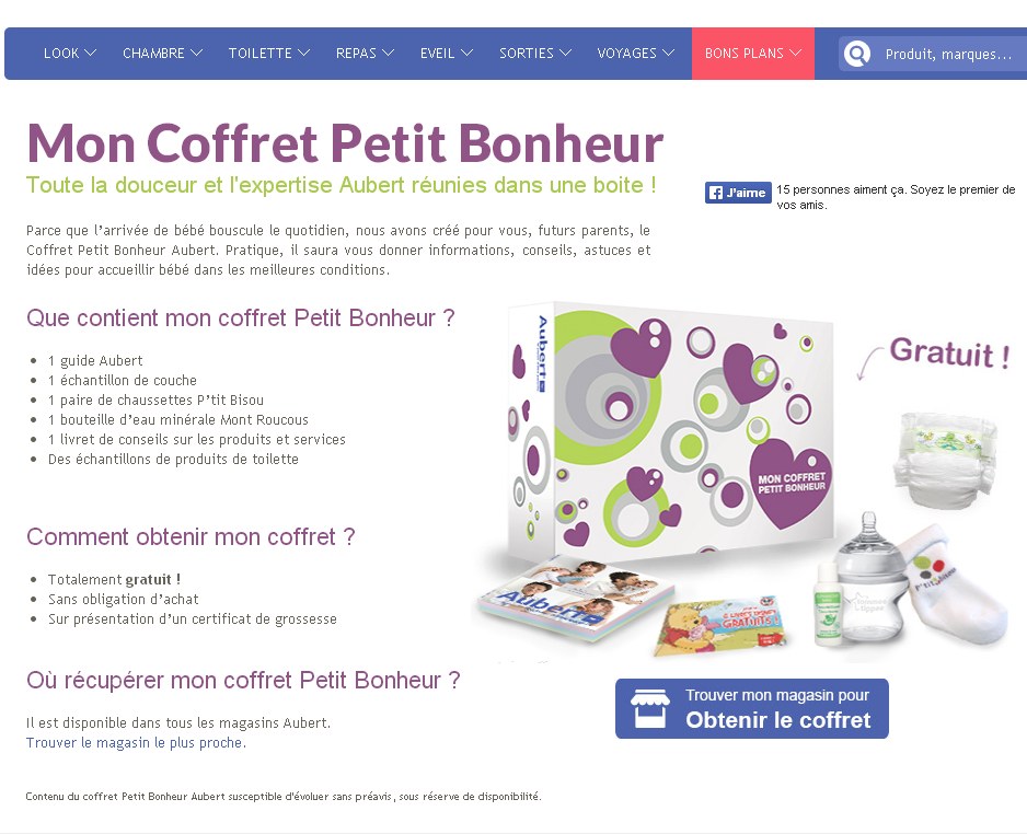 Coffret naissance Aubert gratuit