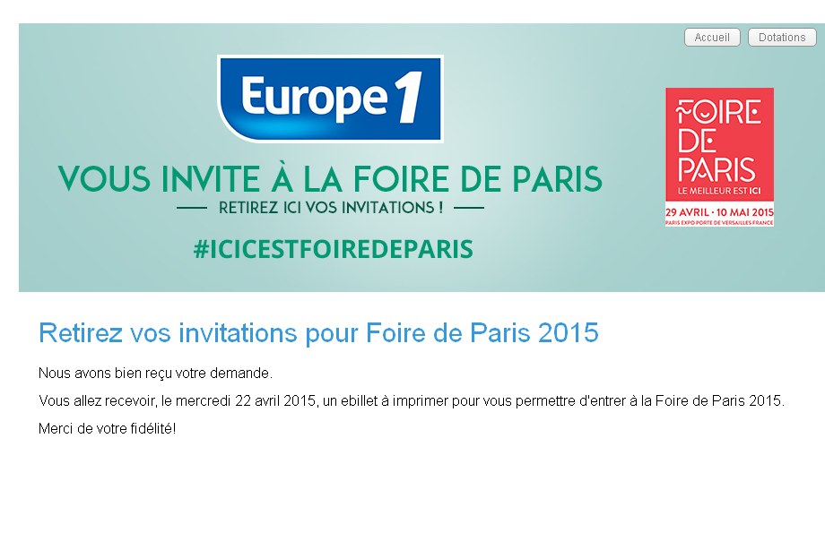 invitation gratuite pour la foire de paris 2015 faire vire