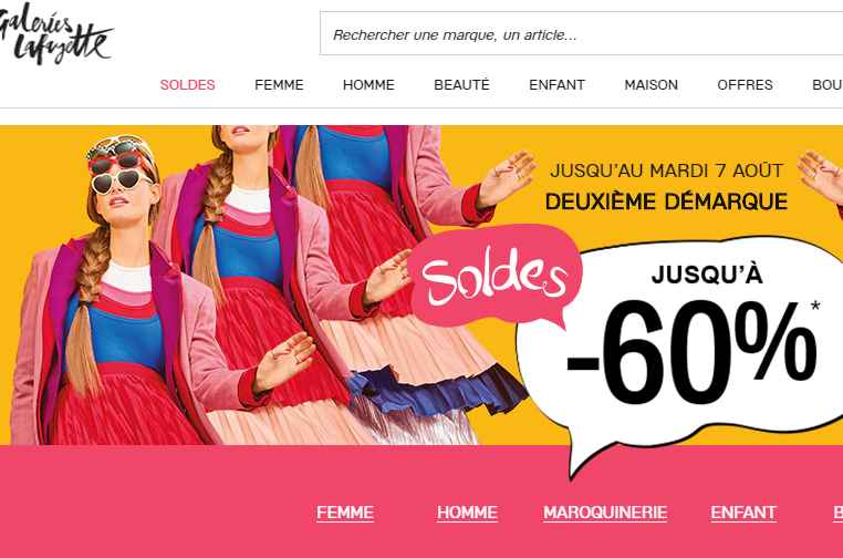 Soldes sur le site des Galeries Lafayette .. nouvelle démarque