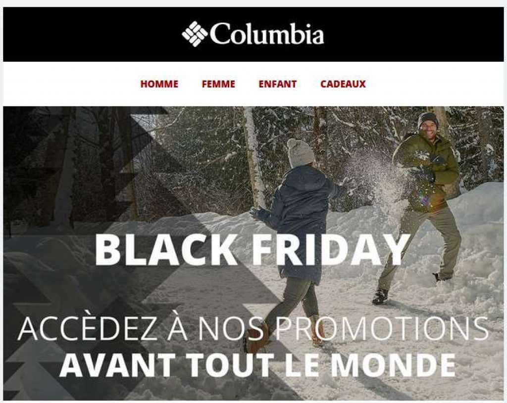 Columbia Cyber Monday 55 de réduction + livraison gratuite