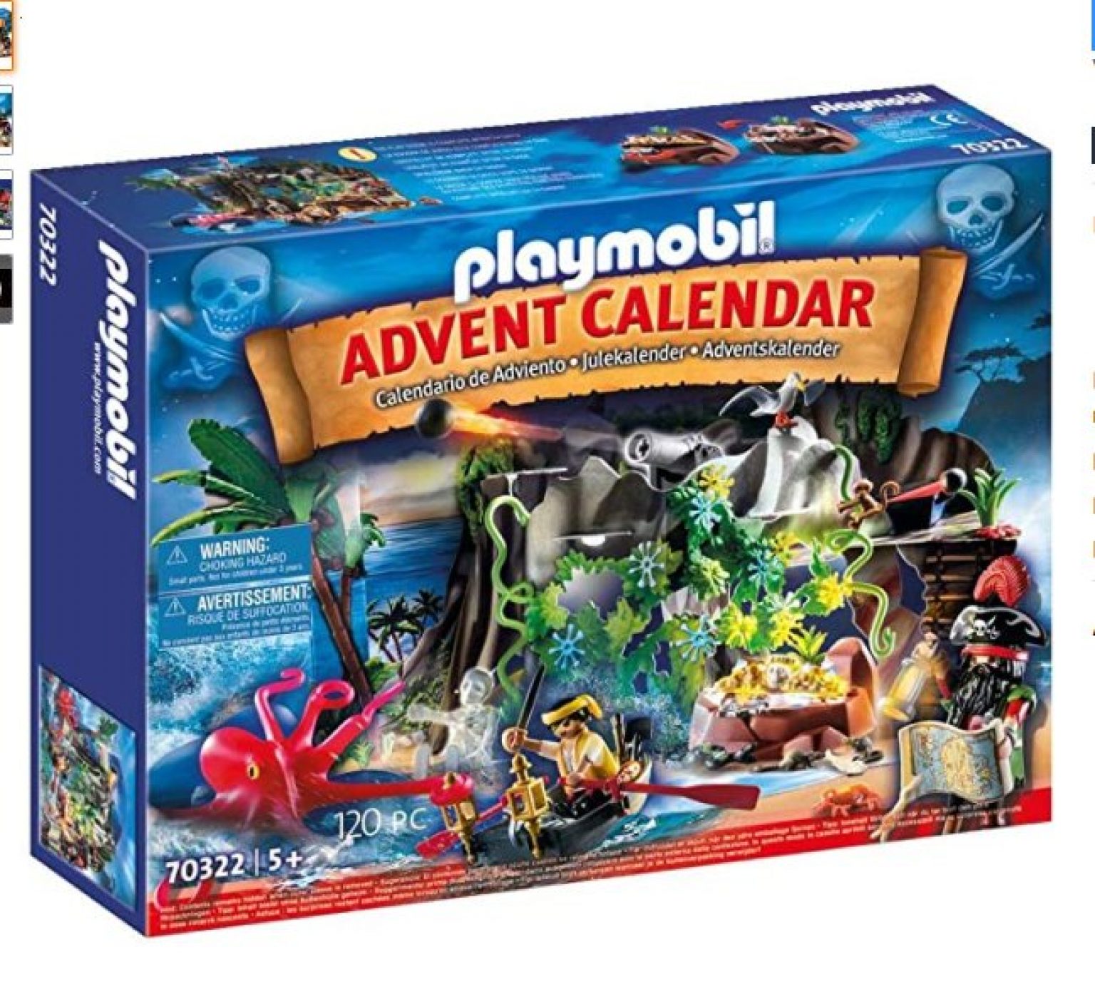 Pas cher à moins de 10€ la boite calendrier de l'avent Playmobil Pirates