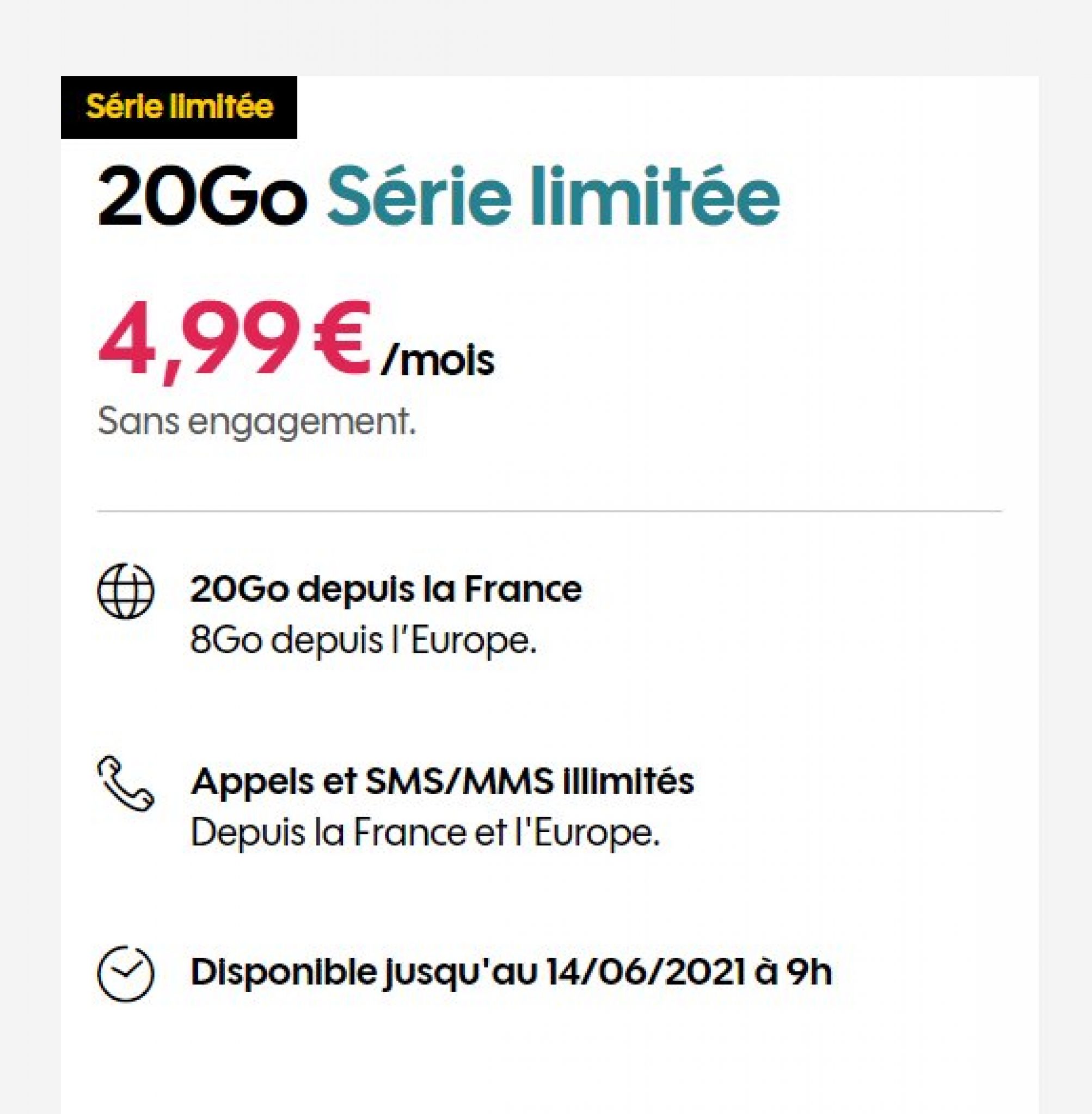 Imbattable : 4.99€ Le Forfait Mobile SOSH Illimité Avec 20Go D'internet