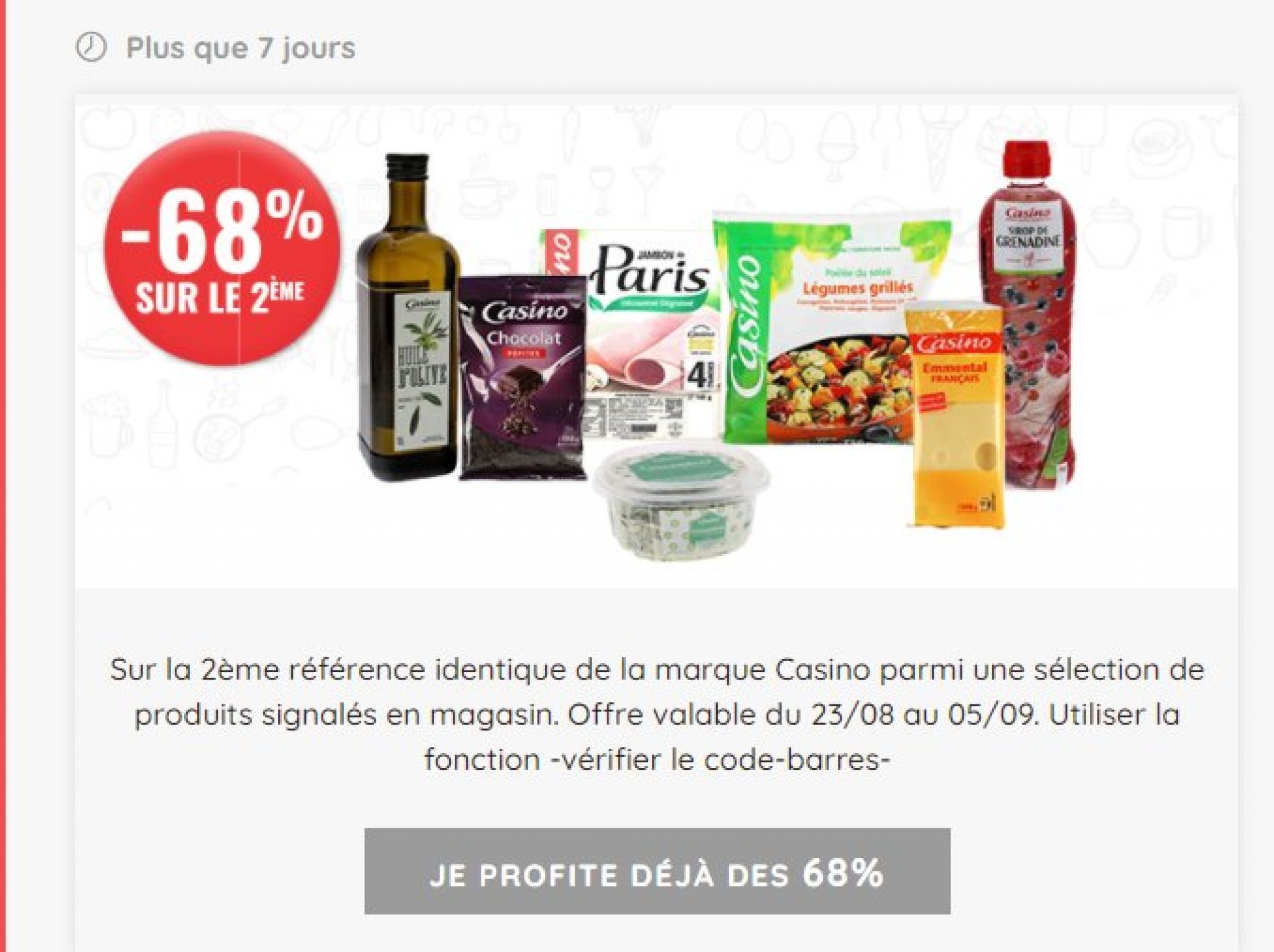 Promo Casino Drive 30€ de réduction pour 90€ d'achats + offre 68 sur