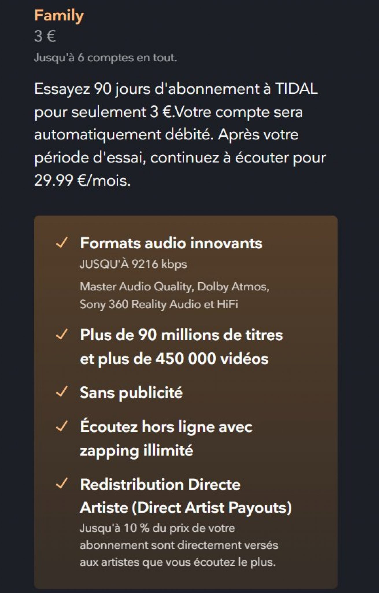 tidal family plan users profile s