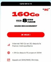 Forfait mobile  Nrj Mobile 160go 5G pas cher à 8.99€ par mois