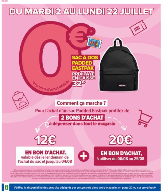 Carrefour sac a dos scolaire sale