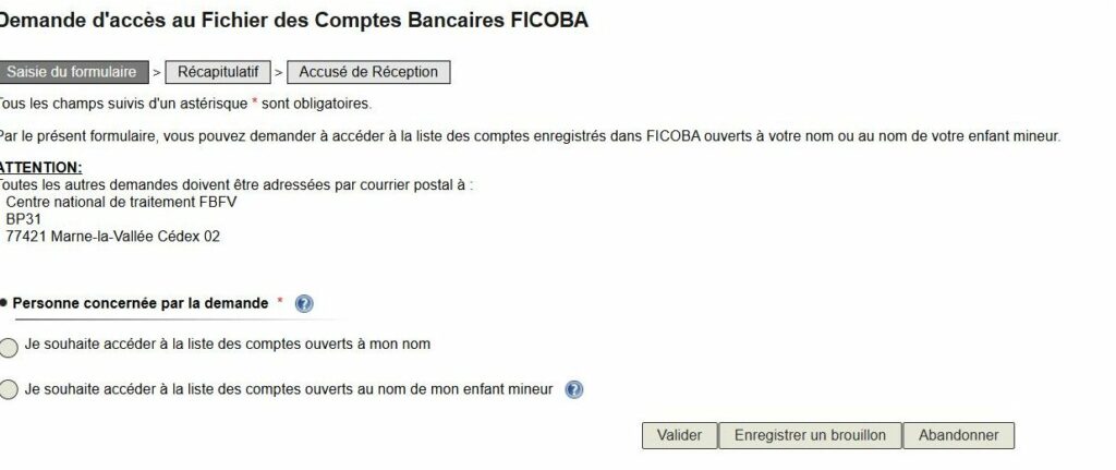 demande acces fichier ficoba