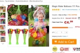 4 € le kit pour faire des batailles de ballons remplis d’eau …(avec remplissage ultra rapide)