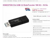 Clé usb3 16go kingston à 9.11 euros port inclus